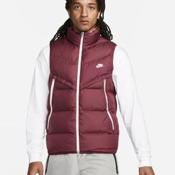 Nike puffer vest jacket Storm Fit windrunner burgundy  Men’s Size Large 21x27