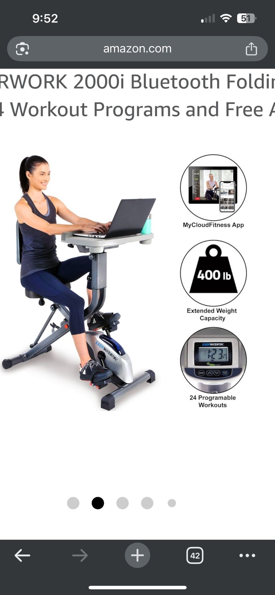 Bluetooth Folding Exercise Desk Bike