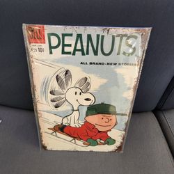 Snoopy And Charlie Brown Peanuts Faux Vintage Metal Sign 