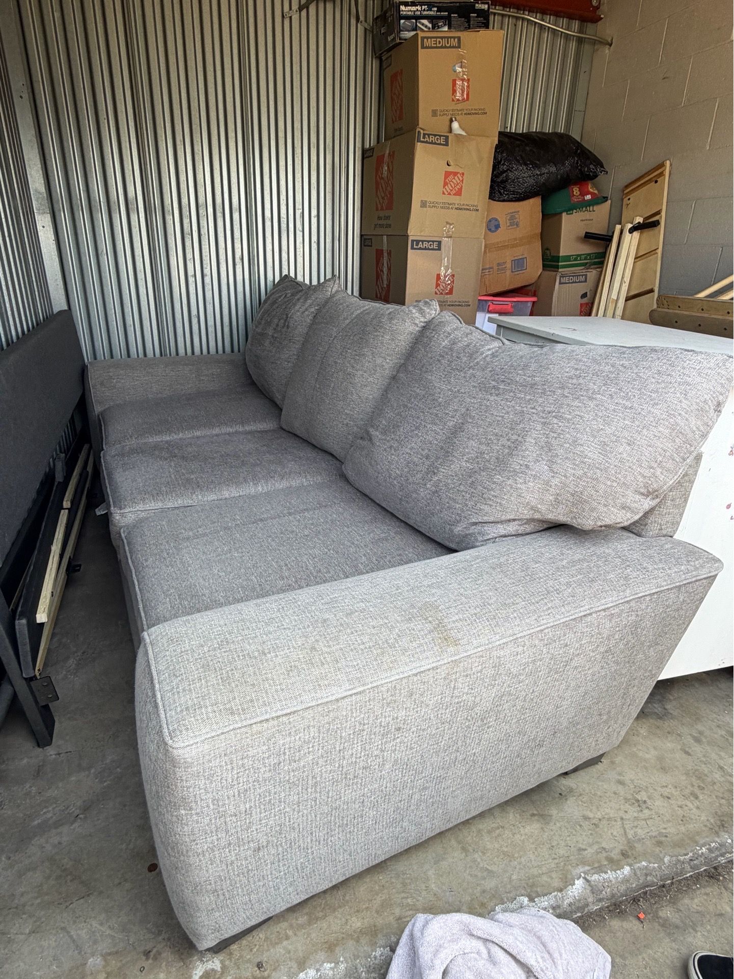 Jerome’s Grey three seater fabric sofa loose back cushions couch
