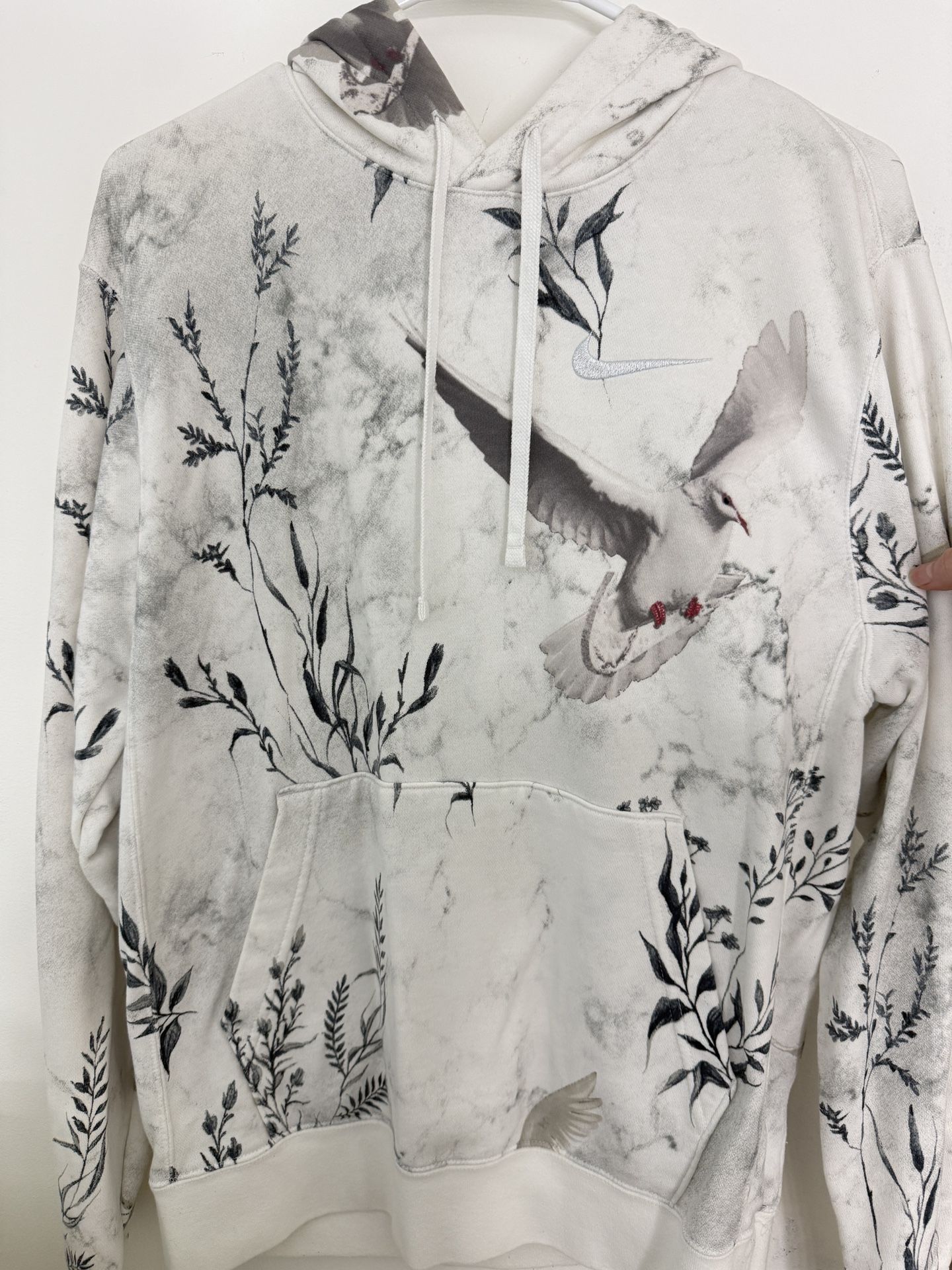 White Unisex Nike Hoodie With Dove