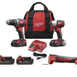 Milwaukee M18 18-Volt Lithium-Ion Cordless Drill Driver/Impact Driver Combo Kit (2-Tool) with Multi-Tool and (2) 2.0 Ah Batteries