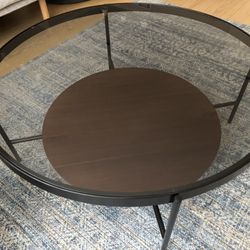 Article Vitri 36.5" Glass Coffee Table - Walnut