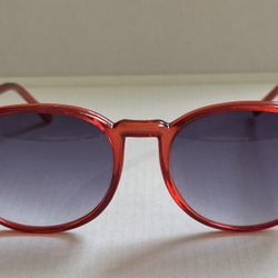 Vintage 80s Round Oversized Red Sunglasses 55-18-135