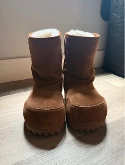 Chestnut Suede Shearling Platform Boots