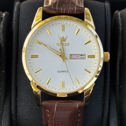 Olevs Watch White Gold Brown