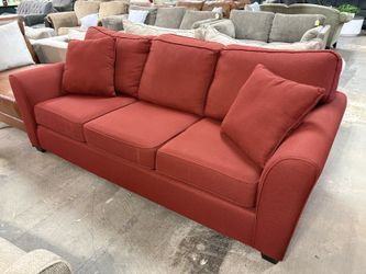 PACiFIC FURNITURE Ruby Red Fabric 3-Cushion Sofa