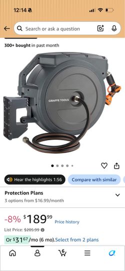 Retractable Hose Reel with 5/8” 90ft water hose