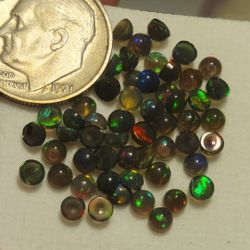 5pcs. Natural Black Ethiopian Fire Opal Crystal Cabachons