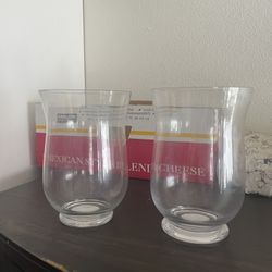 2 Large Glass Candle Holders
