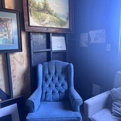 Blue Wingback Chair 
