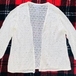 WOMENS✨🌼SAGHARBOR BRAND🌼✨WHITE🧁⚪️🤍KNITTED SIZE XL LONG SLEEVE OPEN CARDIGAN SWEATER🌼🤍✨