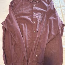 2XL Burgundy Men’s Old Navy Button Down Shirt, Slim Fit