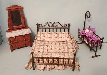 Vintage 70's-80's Dollhouse Bedroom Group
