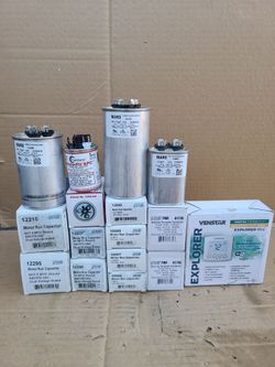 ALL SIZES OF CAPACITORS. I HAVE ANY SIZE ON CAPACITORS CONDENSER AND BLOWER MOTORS