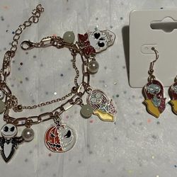 2PC SET Nightmare Before Christmas Bracelet & Earrings
