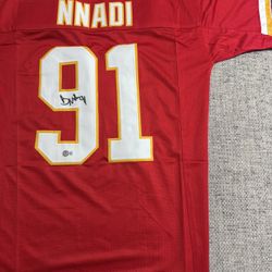 Derrick Nnadi Signed Autograph Custom Jersey - Beckett Coa - Kansas City Chiefs