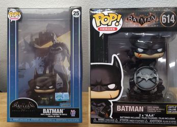 Funko Pop! #25 Batman Arkham Knight Blacklight Glow LE 9500 + #614 Light Up Bat Signal