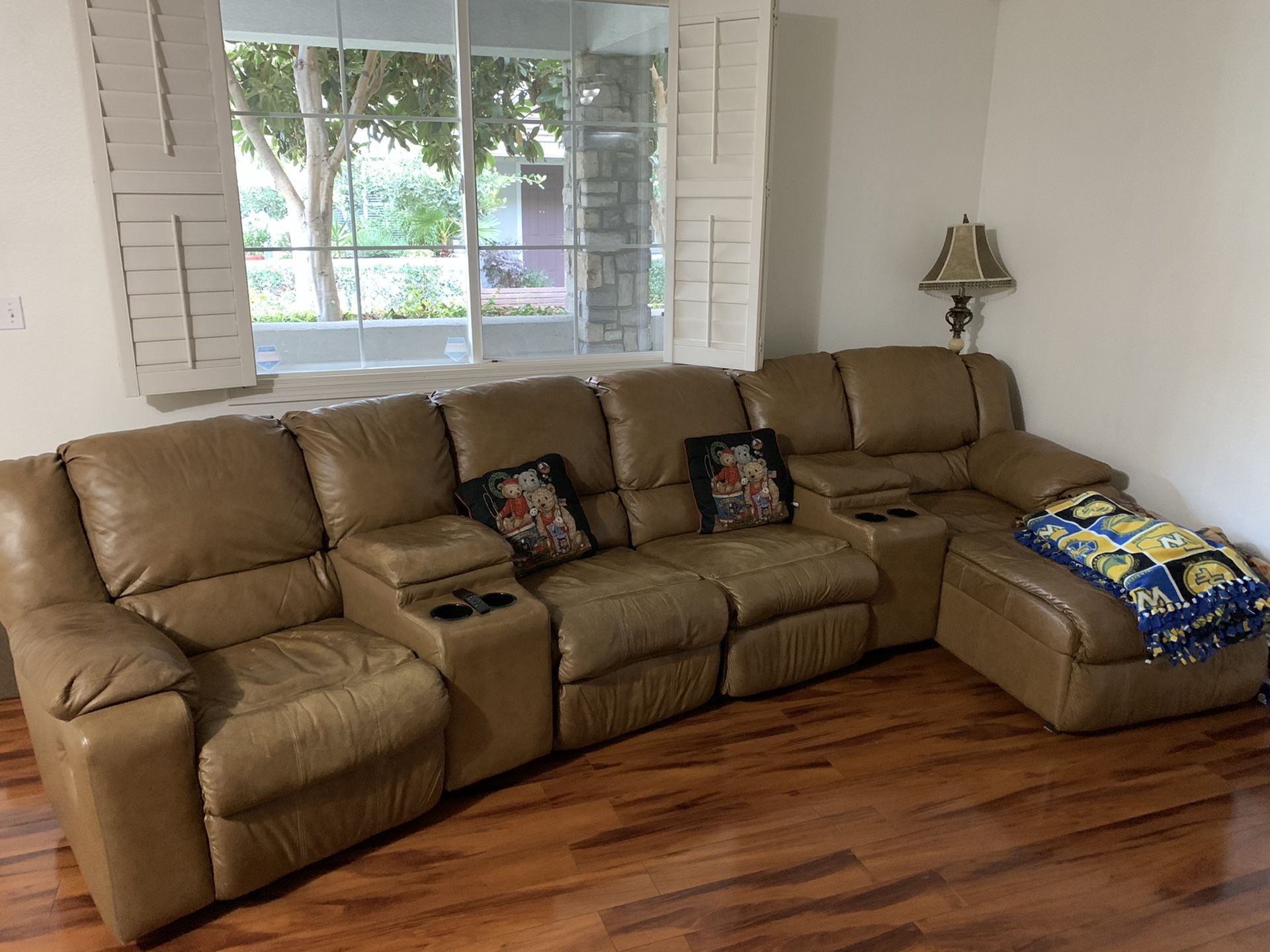 Recliner sofa leather, 4 recliners