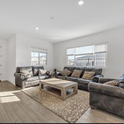 6 Seats Sofa Set With Center Table + Ottoman + 1 Side Table