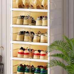 Collapsible Shoe Rack Organizer Magnetic Doors Brand New 