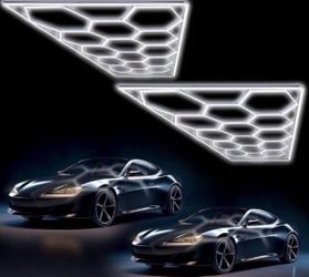 Baquler 15 Hexagon LED Garage Light System Honeycomb LED Shop Lights with White Border for Garage Workshop Car Detailing Shop Exhibition Hall