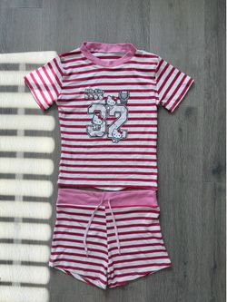 Vintage Style Red Striped Hello Kitty 2-Piece Set ❤️ High-Waisted Shorts