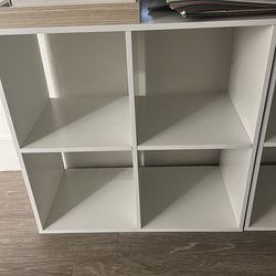 Two 4 cube white organizer