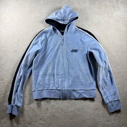 Vintage Roxy Sweater Women’s L Blue Full Zip Hoodie Velour Velvet Surf Y2K#1433