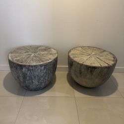 Pair of 2 Rustic Round Side night Tables