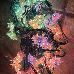 Vintage Christmas Light String Atomic Starburst Flower 50 Clear Reflector Retro