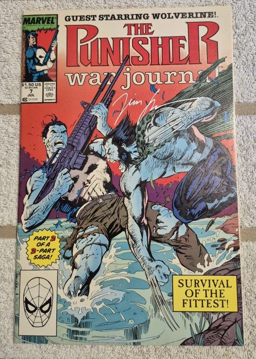 PUNISHER WAR JOURNAL #7 SIGNED JIM LEE MARVEL COMICS 1989 NM DIRECT EDITION