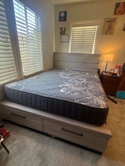 Queen Bed Frame  with Mattress