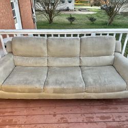 Modern Gray Upholstered Sofa – Good Condition – $100 OBO