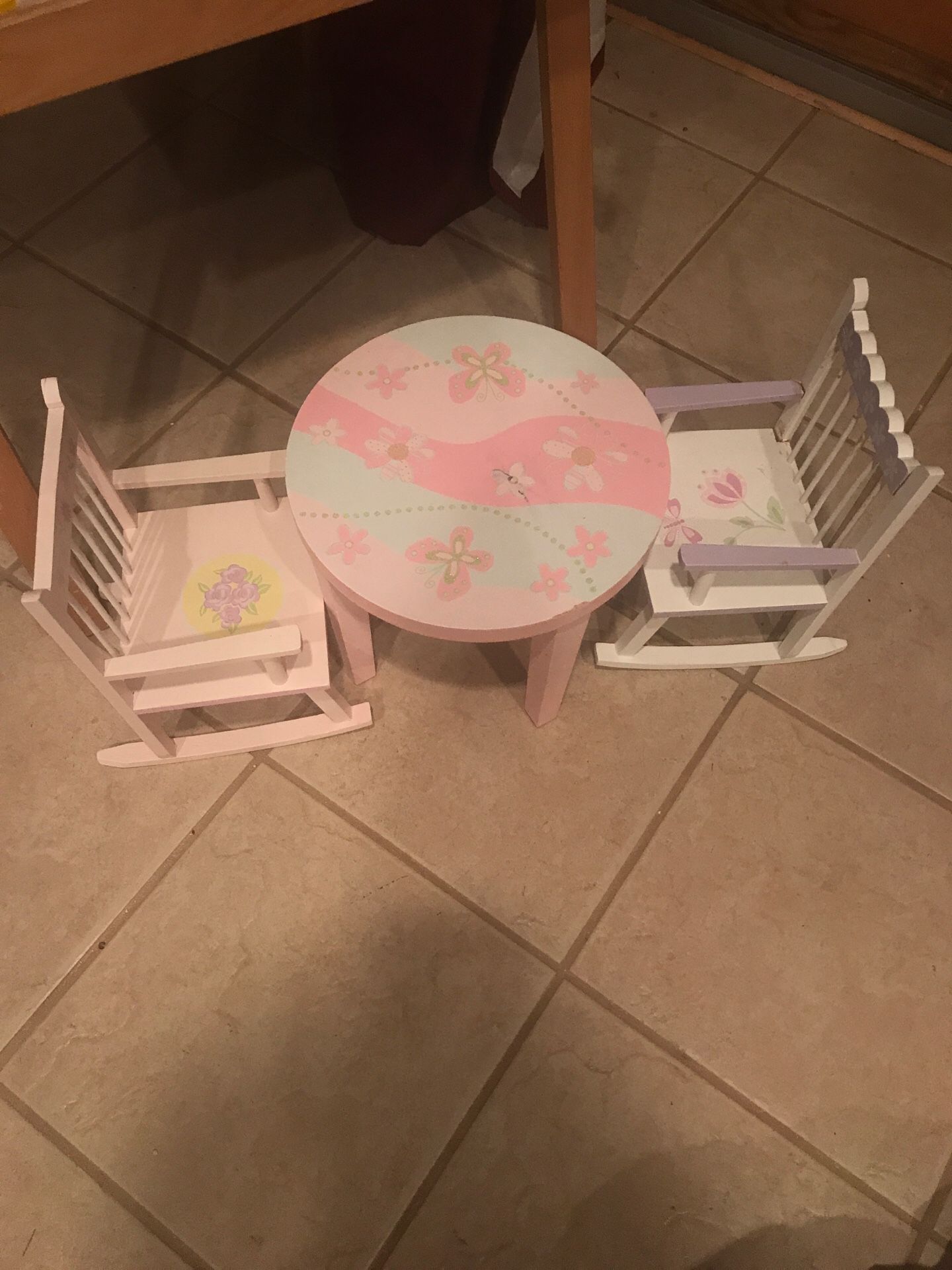 Doll table and chairs set