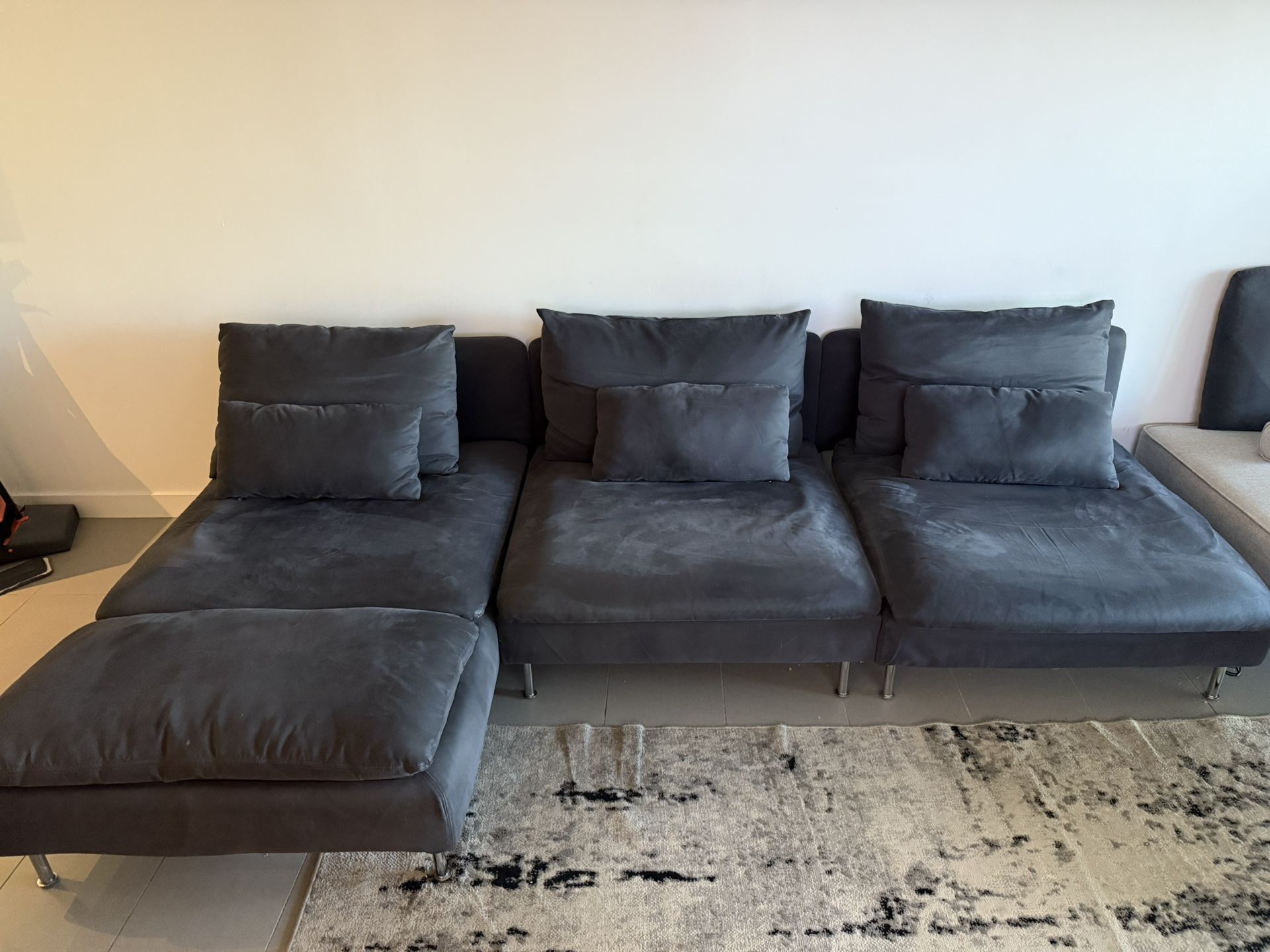 Sectional, Couch, Blue, 58 Inch X 38 Inch
