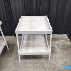 Light Wood Grain Two-Tier End Table Set
