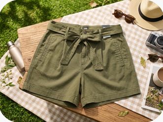 Lee Women's Olive Green Tie-Waist Shorts