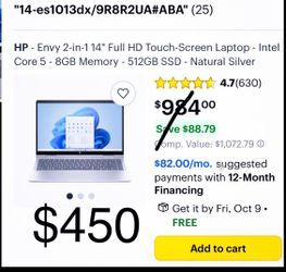 HP - Envy 2-in-114i Full HD TouchScreen Laptop - Intel Core 5 - 8GB Memory - 512GB SSD - Natural Silver