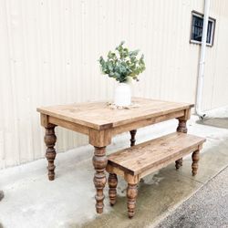 Custom Built Dining Table Solid wood Farmhouse Set Modern Rustic Bench Country Oval Round Counter Breakfast Height  Farm House 