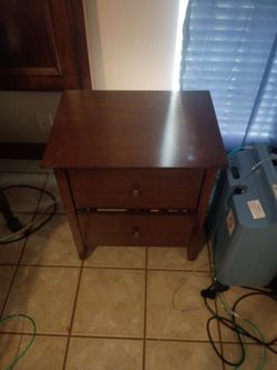 Dark Wood 2-Drawer Nightstand