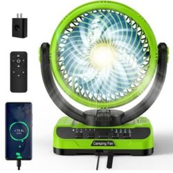 40000mAh Battery Operated Camping Fan - 136H Max Cooling, Rechargeable Battery Powered Oscillating Floor Fan with Charger, Remote & Hook, Portable for