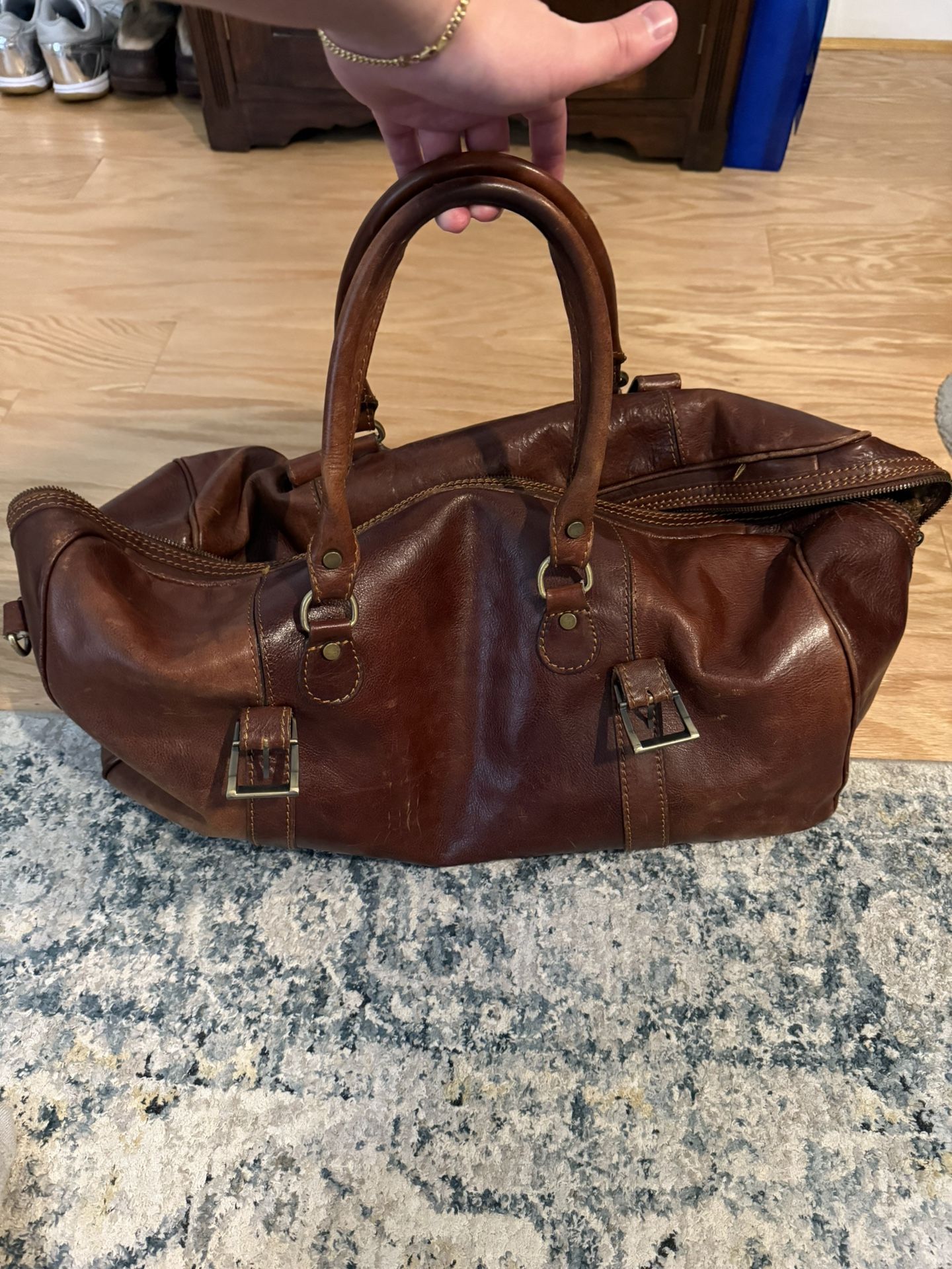 Large Leather Weekender Bag