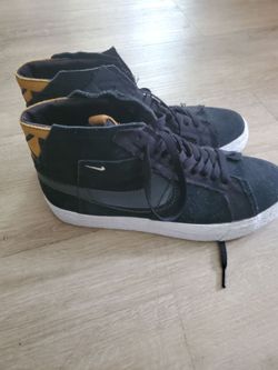 👟Nike Blazer Mid Rebel High Tops Black/Gold – Distressed Style