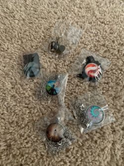Bunch of pendants and necklaces