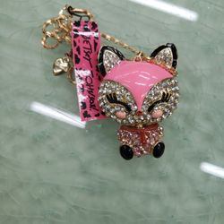 Betsey Johnson Pink Cat Necklace
