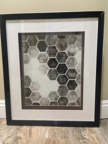 Abstract wall art framed 27”Hx24”Wx2”D