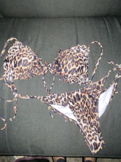 Leopard Print Halter Top Bikini