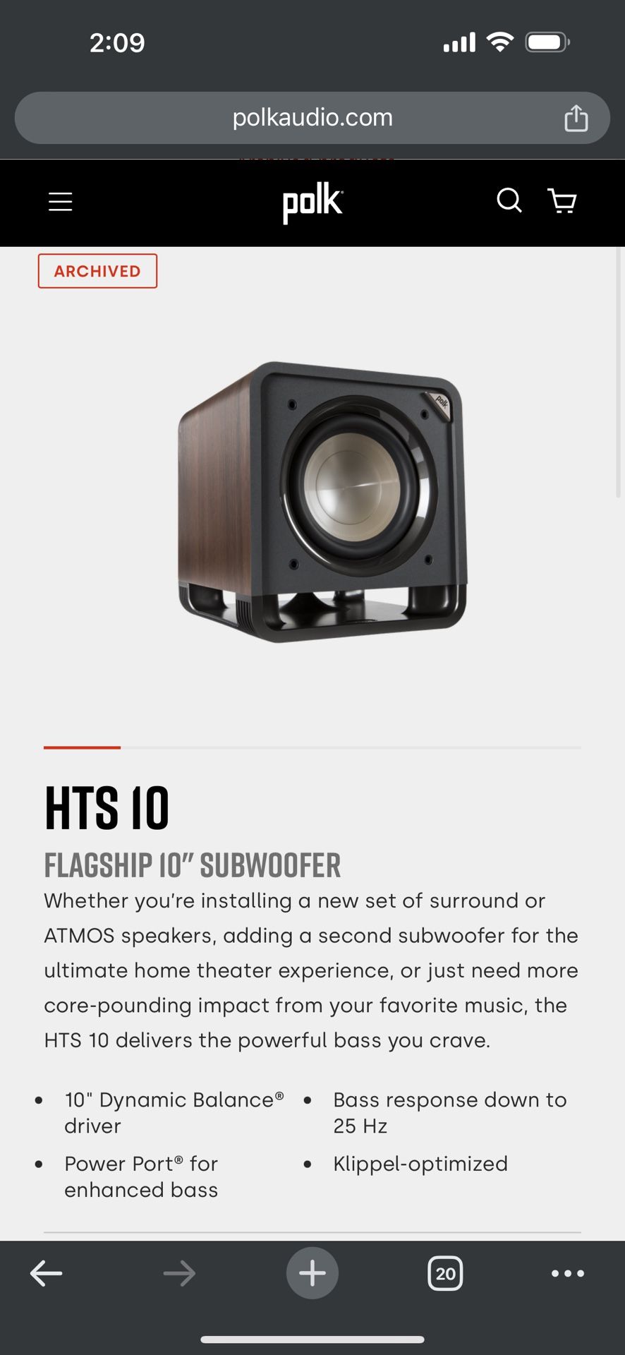 Polk Hts 10 10” Subwoofer
