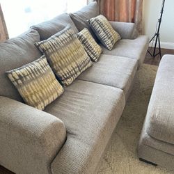 Sofa set with ottoman and pillows